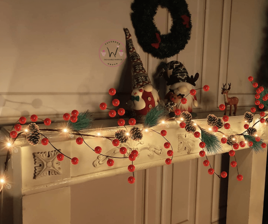 TURNMEON 6-Foot Prelit Red Berry Christmas Garland!